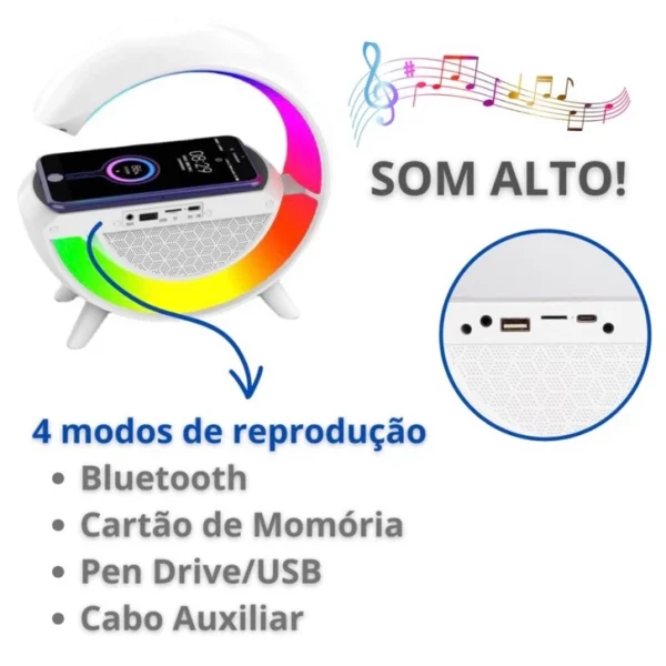 Caixa De Som Led Luminária Bluetooth - Imagem 4
