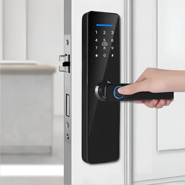 Fechadura Eletrônica Digital 4 em 1 Com Biometria, Bluetooth, Senha Touch, Chave e Tag - Imagem 6