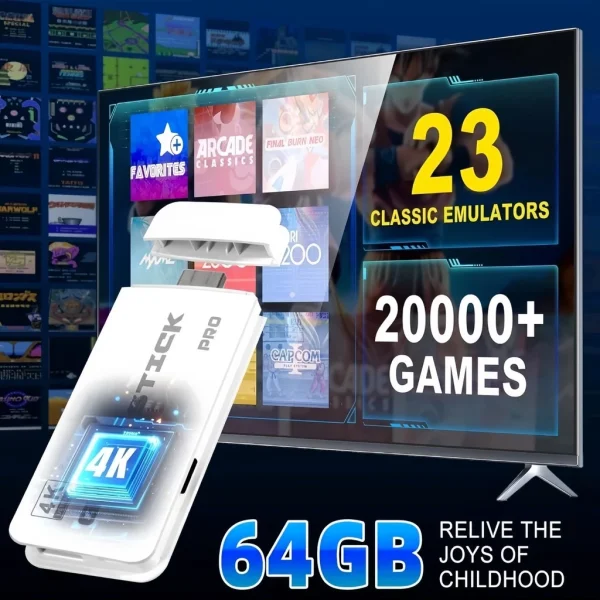 Vídeo Game Stick M15 Pro 4k 64gb Hdmi Com 2 Controles Se Fio +20mil Jogos - Imagem 4