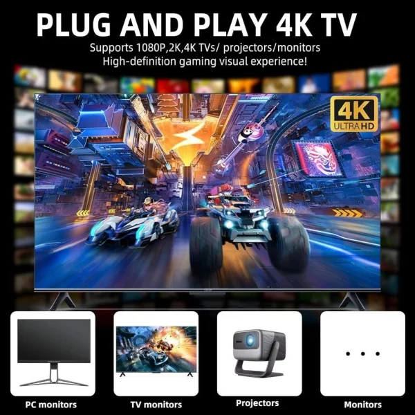 Vídeo Game Stick M15 Pro 4k 64gb Hdmi Com 2 Controles Se Fio +20mil Jogos - Imagem 2