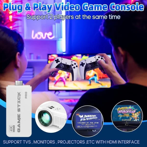 Vídeo Game Stick M15 Pro 4k 64gb Hdmi Com 2 Controles Se Fio +20mil Jogos - Imagem 3